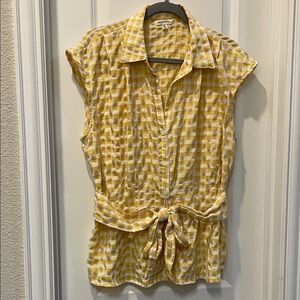 Max Studio Yellow Checkered Button-Down Shirt